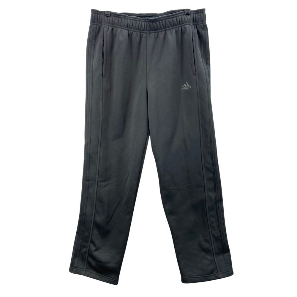 Adidas Track Pants Mens L Black Climawarm Straight Leg Athletic 3-Stripe